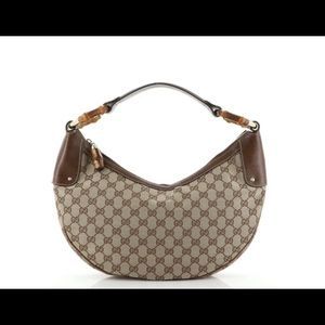 Authentic Gucci Bamboo Ring Half Moon Hobo